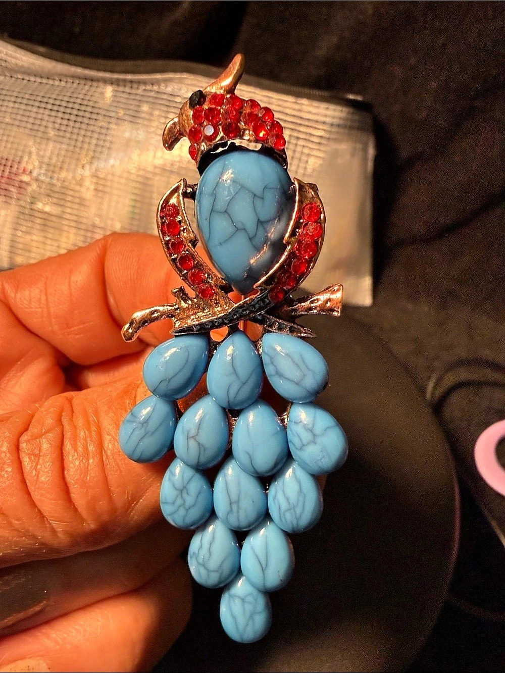 Blue & Red Statement Brooch